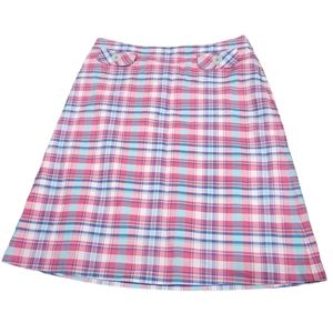 Boden Pink Plaid A-Line Cotton Skirt Golf Lined Resort Cruise Casual 10L
